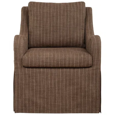 Uttermost Luisa Teak Brown Linen Blend Swivel Chair
