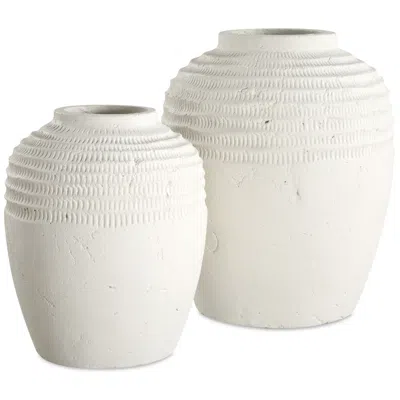Uttermost Luna Ridge 2-piece White Ceramic Vase Set