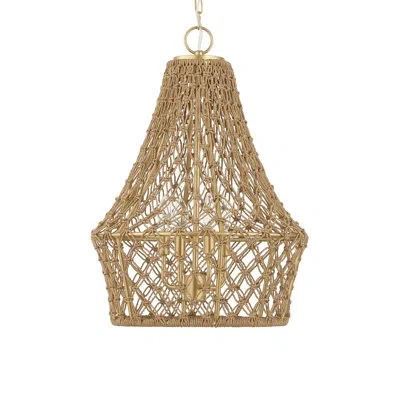 Uttermost Macrame 4 Light Rope Pendant In Brushed Gold