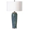 Uttermost Maira 32" Heather Blue Embossed Ceramic Table Lamp