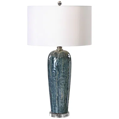 Uttermost Maira 32" Heather Blue Embossed Ceramic Table Lamp