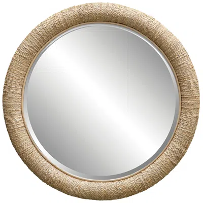 Uttermost Mariner 47" Natural Wood And Rope Round Wall Mirror