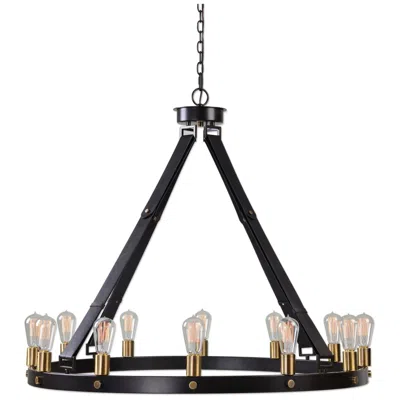 Uttermost Marlow 40" Wide Antique Bronze 12-light Ring Chandelier