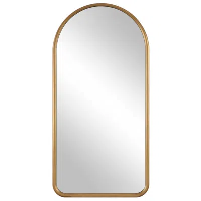 Uttermost Marvell 36" X 72" Antique Gold Arch Framed Mirror In Gray