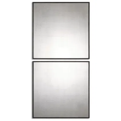 Uttermost Matty Aged Black 23 1/2" Square Wall Mirrors Set Of 2