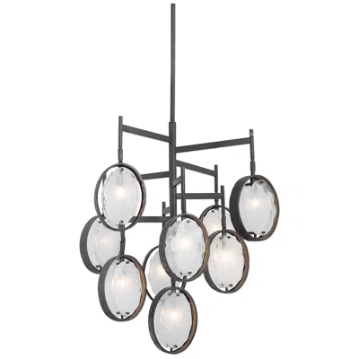 Uttermost Maxin 30" 9-light Industrial Bronze And Glass Chandelier
