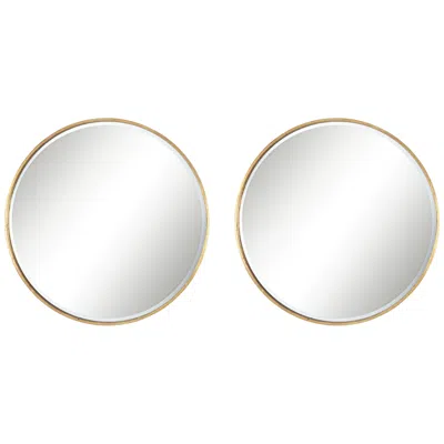 Uttermost Mayfair Antique Copper 34" Round Wall Mirrors Set Of 2