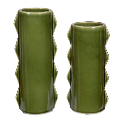 Uttermost Meander Rich Green Earthenware 2-piece Vase Set