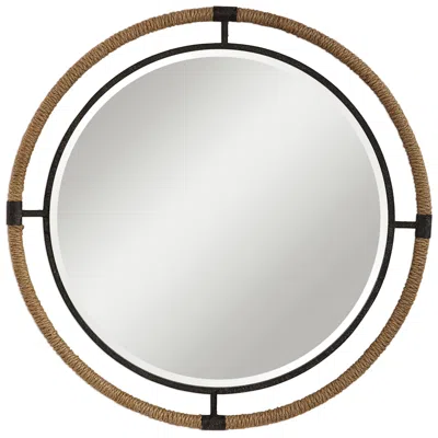 Uttermost Melville Rust Black 36 1/4" Round Wall Mirror