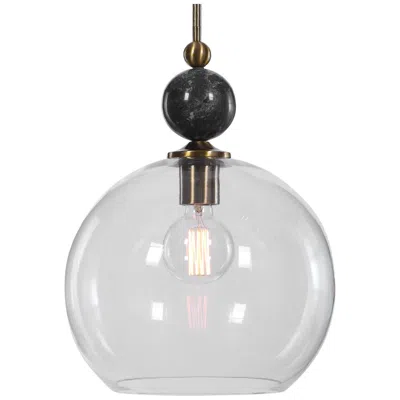 Uttermost Mendota 13 3/4"w Oxidized Aged Brass And Black Pendant Light