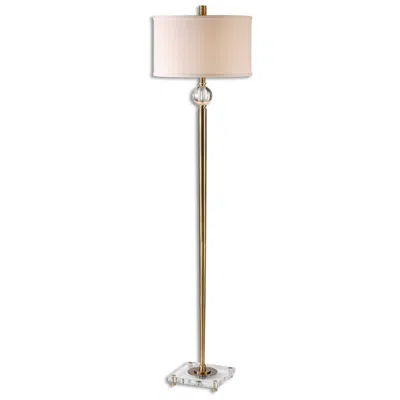 Uttermost Mesita 68" High Crystal And Brushed Brass Metal Floor Lamp