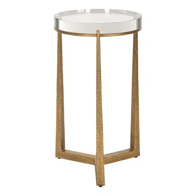 Uttermost Midas 14"w Antique Gold And Crystal Accent Table