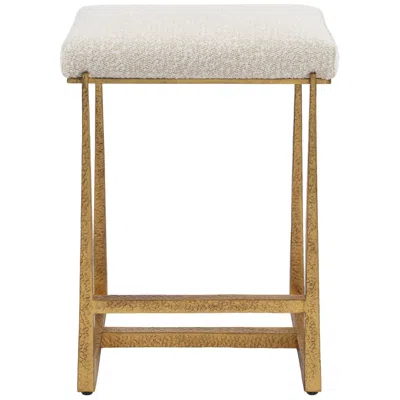 Uttermost Midas 26" Gold And Beige Counter Stool