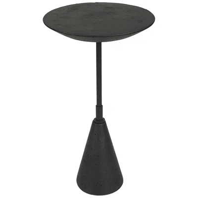 Uttermost Midnight 12 1/2" Wide Black Stone Round Accent Table