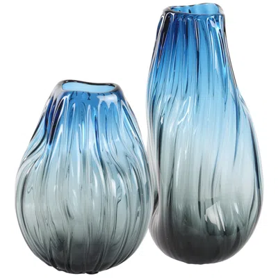 Uttermost Midnight Horizon Ombre Blue 2-piece Glass Vase Set