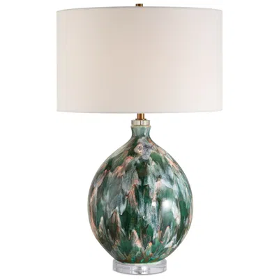 Uttermost Mihaela 27" Green And Ivory Ceramic Table Lamp