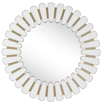 Uttermost Miran Warm Gold With White Glass 42 1/4" Round Mirror In Gray
