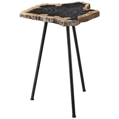 Uttermost Mircea 16"w Natural And Aged Black Accent Table