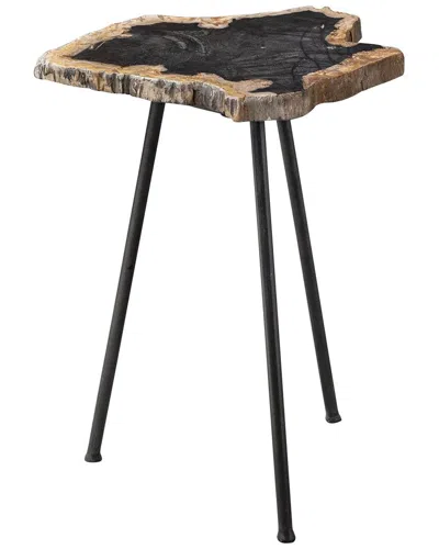 Uttermost Mircea Petrified Wood Accent Table In Black