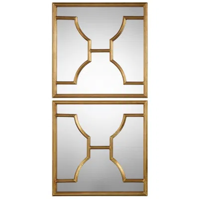 Uttermost Misa 24" Square Antique Gold Wall Mirrors Set Of 2