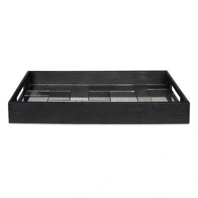 Uttermost Modern Mosaic Antique Mirrored Tray In Silver;black