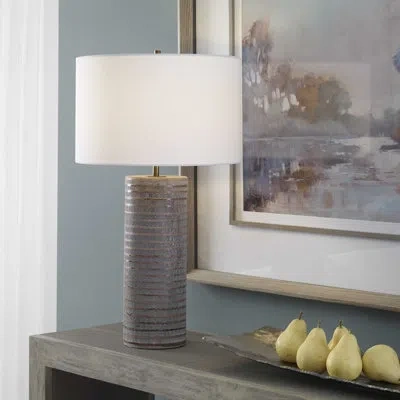 Uttermost Monolith Gray Table Lamp In White;gray