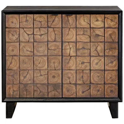 Uttermost Muestra 36" Wide Black And Woodtone 2 Door Cabinet