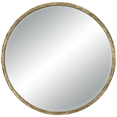 Uttermost Mulligan 34" Aged Gold Round Wall Mirror In Gray