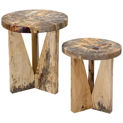 Uttermost Nadette Natural Wood Nesting Tables Set Of 2 In Brown