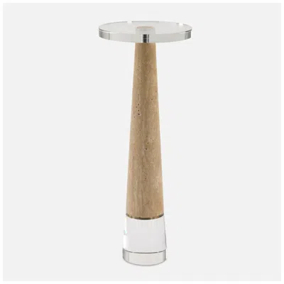 Uttermost Niari 9" Wide Travertine And Crystal Drink Table