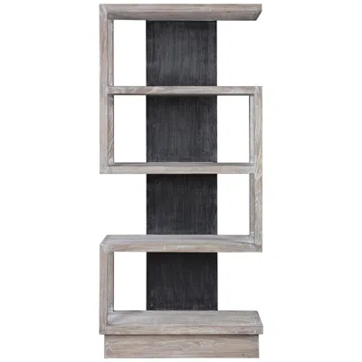 Uttermost Nicasia 36" Wide Light Gray And Black 4-shelf Etagere