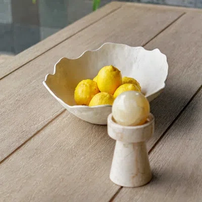 Uttermost Obscura Bronze Outdoor Bowl In White