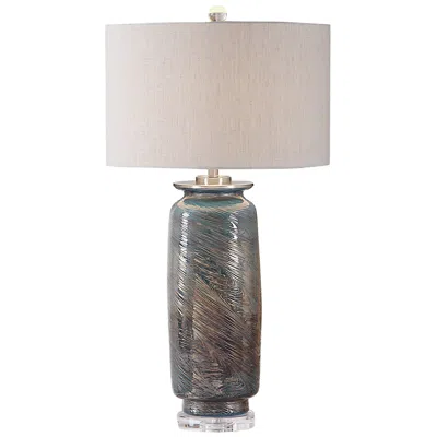Uttermost Olesya 30 1/4" Ocean Blue And Bronze Glass Vase Table Lamp