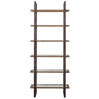 Uttermost Olwyn 90" High Metal And Wood Modern Etagere Shelf
