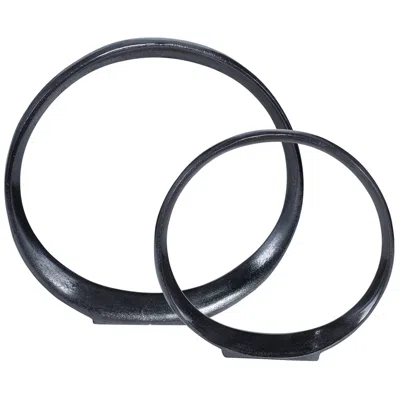 Uttermost Orbits Black Nickel Ring Sculptures Set Of 2