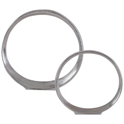 Uttermost Orbits Nickel Metal Ring Sculptures Set Of 2