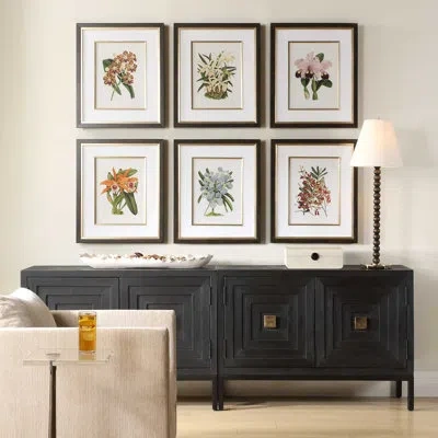 Uttermost Orchid Botanical Framed Prints Set/6 In Blue;black;green;red;pink;orange;purple;