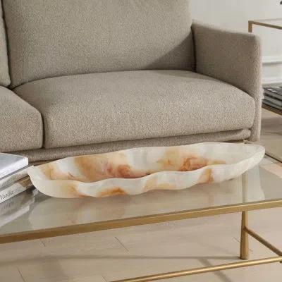Uttermost Organic Elegance Wavy Oval Bowl In Brown;white