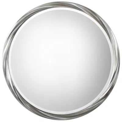 Uttermost Orion Metallic Silver Leaf 36" Round Wall Mirror