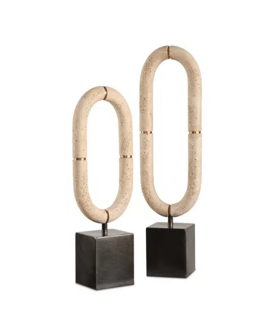 Uttermost Oval Fusion Sculptures, Set Of 2 In Brown