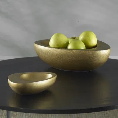 Uttermost Ovate Brass Bowls, Set Of 2 In Gold;brass