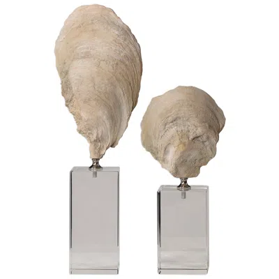 Uttermost Oyster Shell Aged Ivory Sculptures Set Of 2 In Neutral