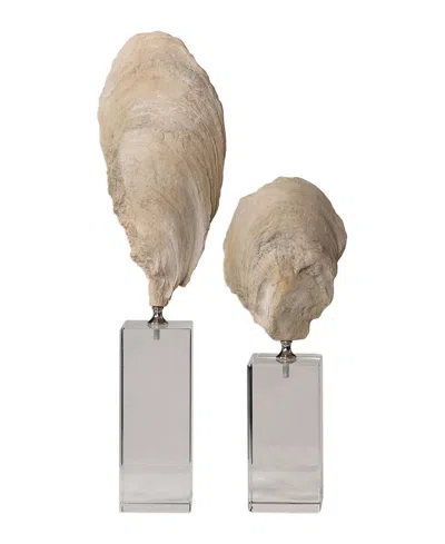 Uttermost Oyster Shell Sculptures, Set Of 2 In White