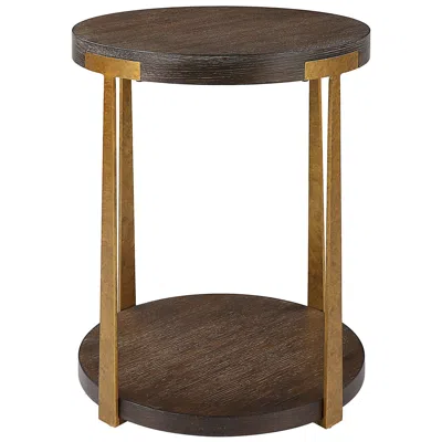 Uttermost Palisade 19" Wide Coffee Wood Round Side Table