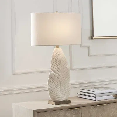 Uttermost Palm Leaf White Table Lamp