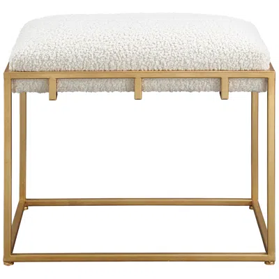 Uttermost Paradox 23 1/2" Wide White Faux Shearling Small Bench