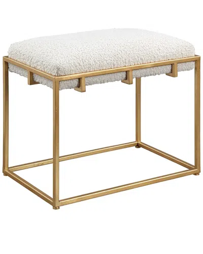 UTTERMOST UTTERMOST PARADOX SMALL GOLD & WHITE SHEARLING BENCH