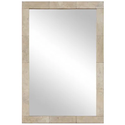 Uttermost Pave 23 5/8" X 35 3/8" Travertine With Bronze Framed Wall Mirror In Brown