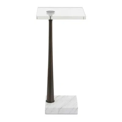 Uttermost Pelton Marble Glass Drink Table In Clear
