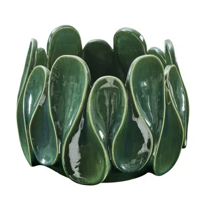 Uttermost Petal Pinch Indoor-outdoor Bowl In Green